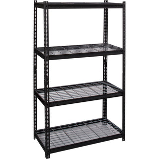 Lorell Wire Deck Shelving - 4 Shelf(ves) - 60" Height x 36" Width x 18" Depth - 30% Recycled - Black - Steel - 1 Each