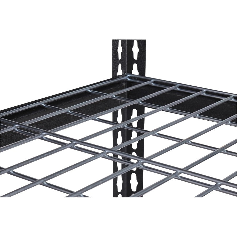 lorell-wire-deck-shelving-4-shelfves-60-height-x-36-width-x-18-depth-30%-recycled-black-steel-1-each_llr99928 - 6
