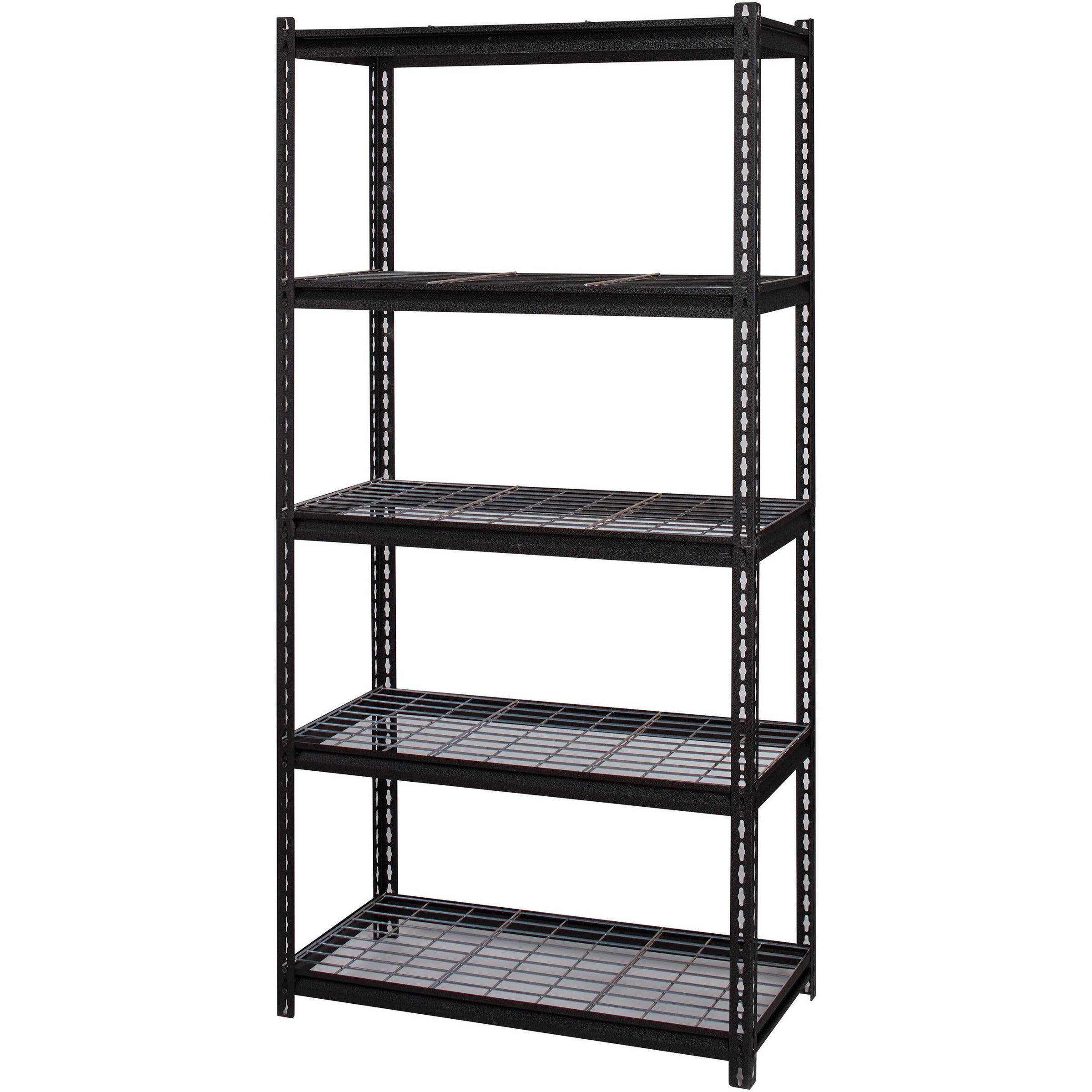 lorell-wire-deck-shelving-5-shelfves-72-height-x-36-width-x-18-depth-28%-recycled-black-steel-1-each_llr99929 - 3