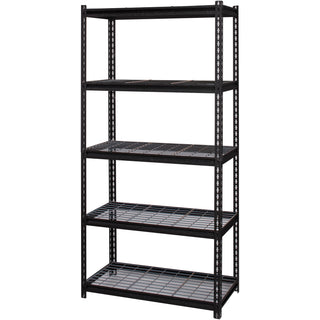lorell-wire-deck-shelving-5-shelfves-72-height-x-36-width-x-18-depth-28%-recycled-black-steel-1-each_llr99929 - 3