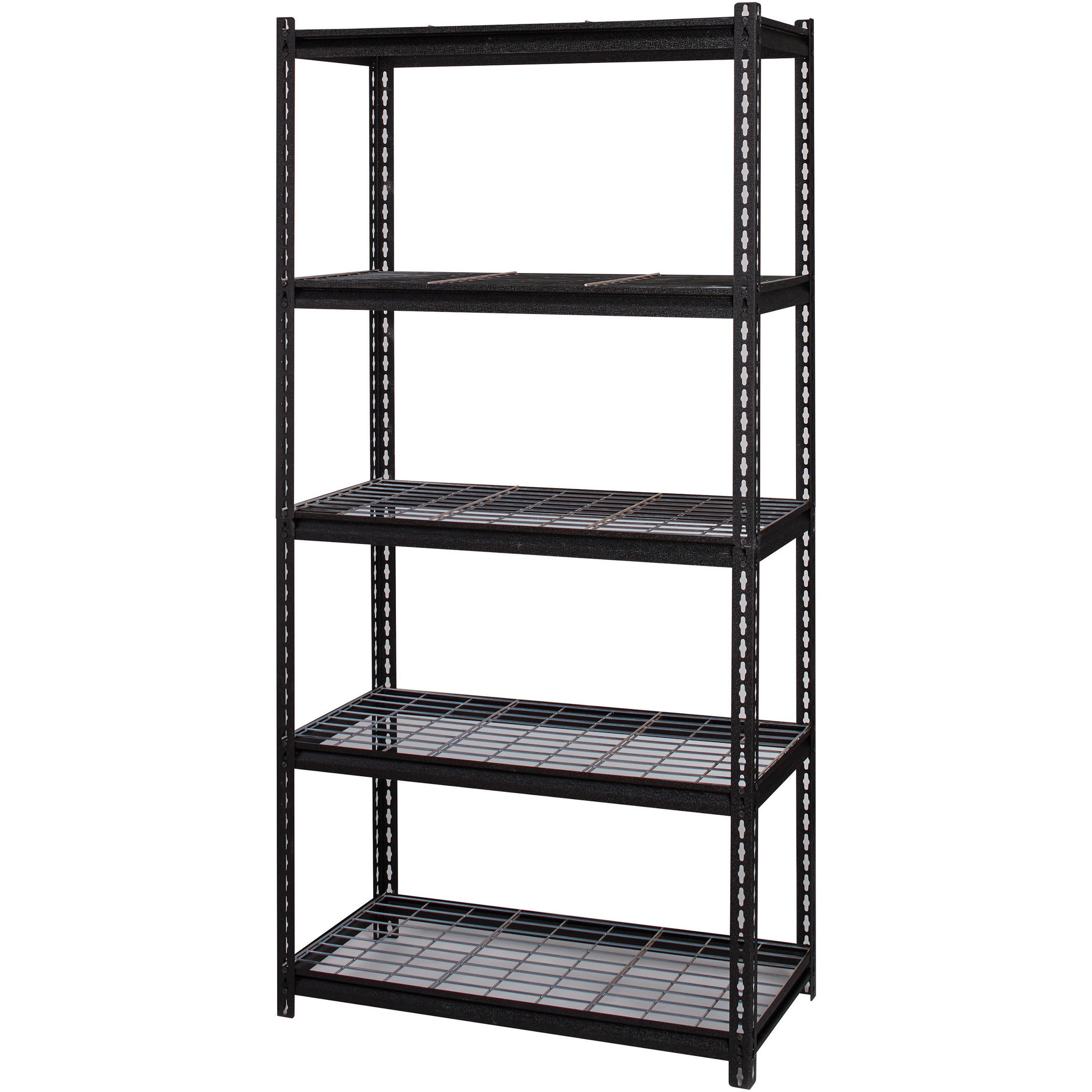 lorell-wire-deck-shelving-5-shelfves-72-height-x-36-width-x-18-depth-28%-recycled-black-steel-1-each_llr99929 - 3