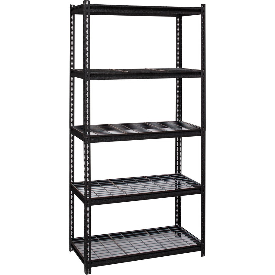 Lorell Wire Deck Shelving - 5 Shelf(ves) - 72" Height x 36" Width x 18" Depth - 28% Recycled - Black - Steel - 1 Each