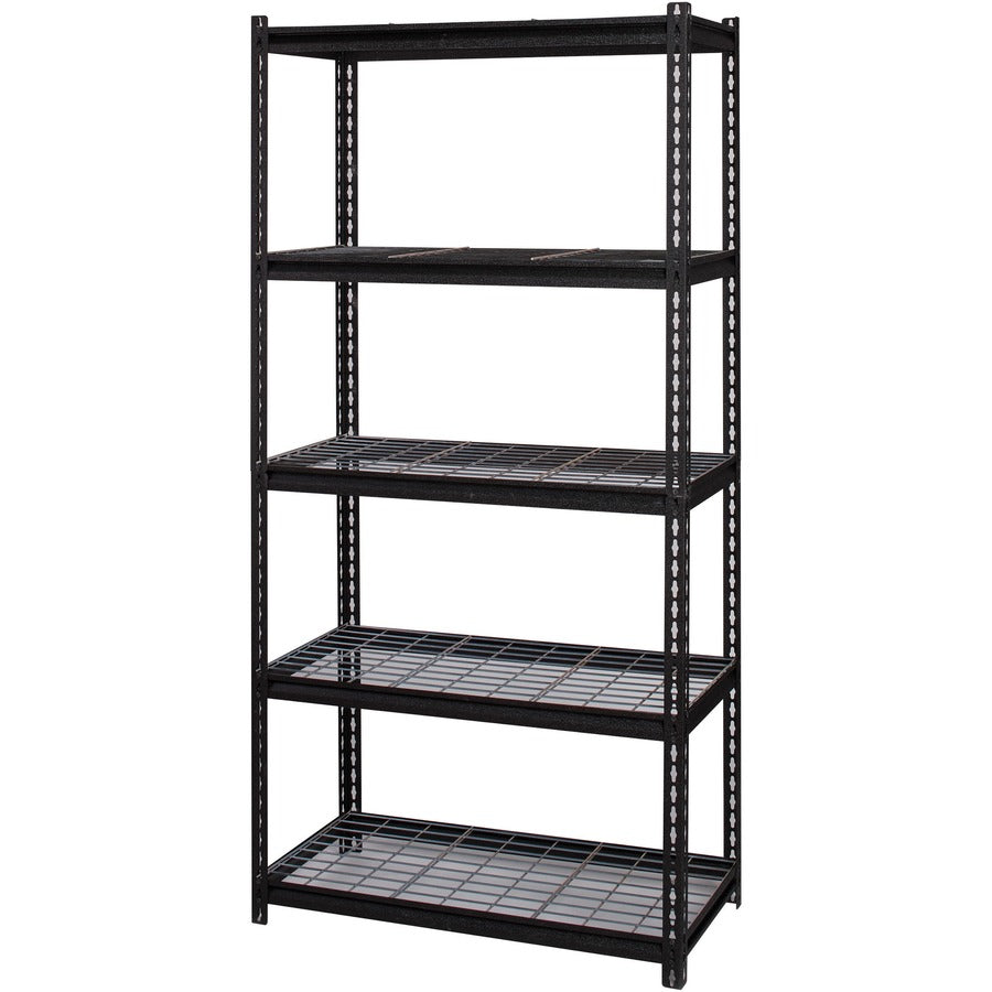 Lorell Wire Deck Shelving - 5 Shelf(ves) - 72" Height x 36" Width x 18" Depth - 28% Recycled - Black - Steel - 1 Each