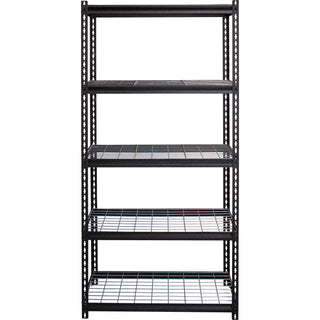 Lorell Wire Deck Shelving - 5 Shelf(ves) - 72" Height x 36" Width x 18" Depth - 28% Recycled - Black - Steel - 1 Each