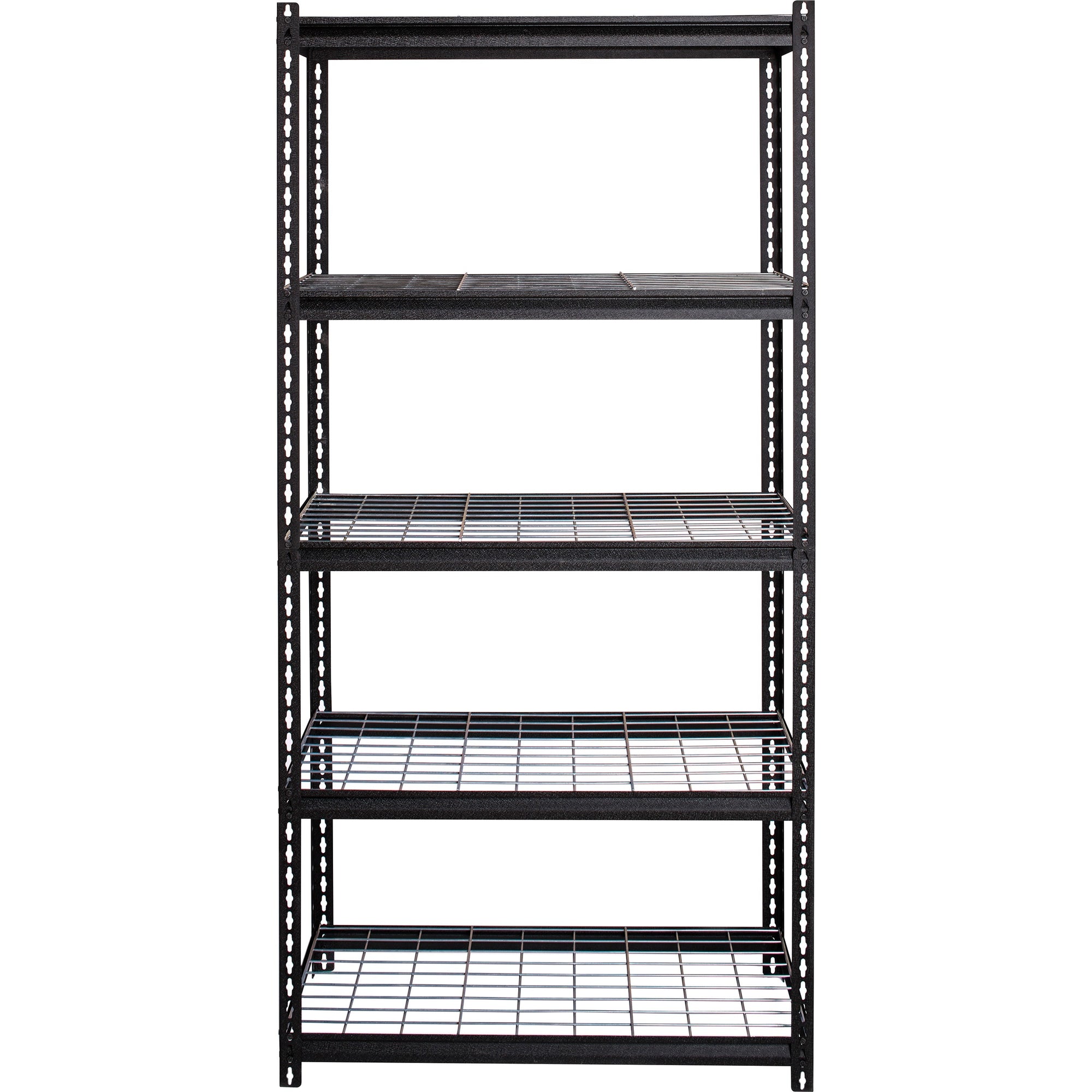 lorell-wire-deck-shelving-5-shelfves-72-height-x-36-width-x-18-depth-28%-recycled-black-steel-1-each_llr99929 - 1