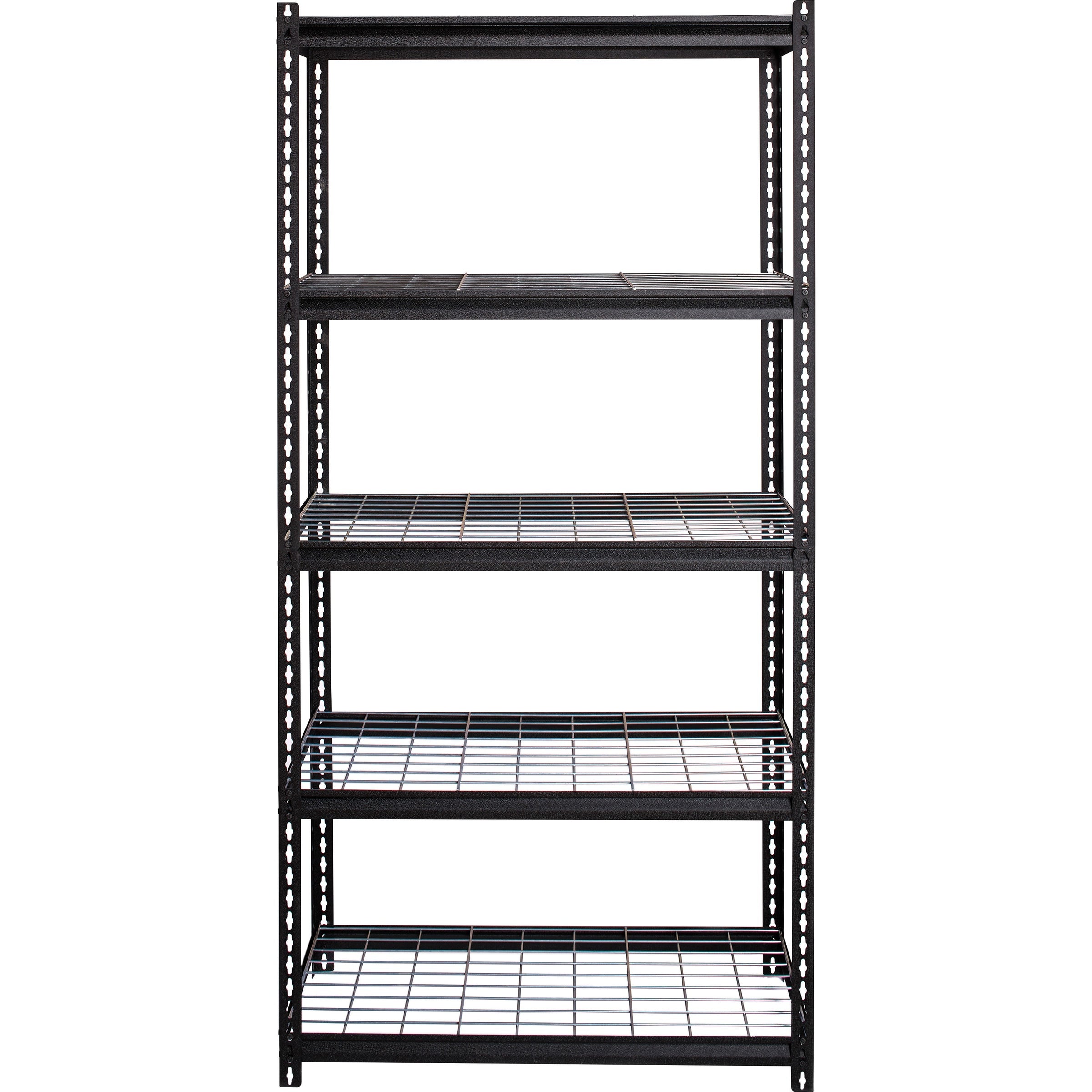 lorell-wire-deck-shelving-5-shelfves-72-height-x-36-width-x-18-depth-28%-recycled-black-steel-1-each_llr99929 - 1