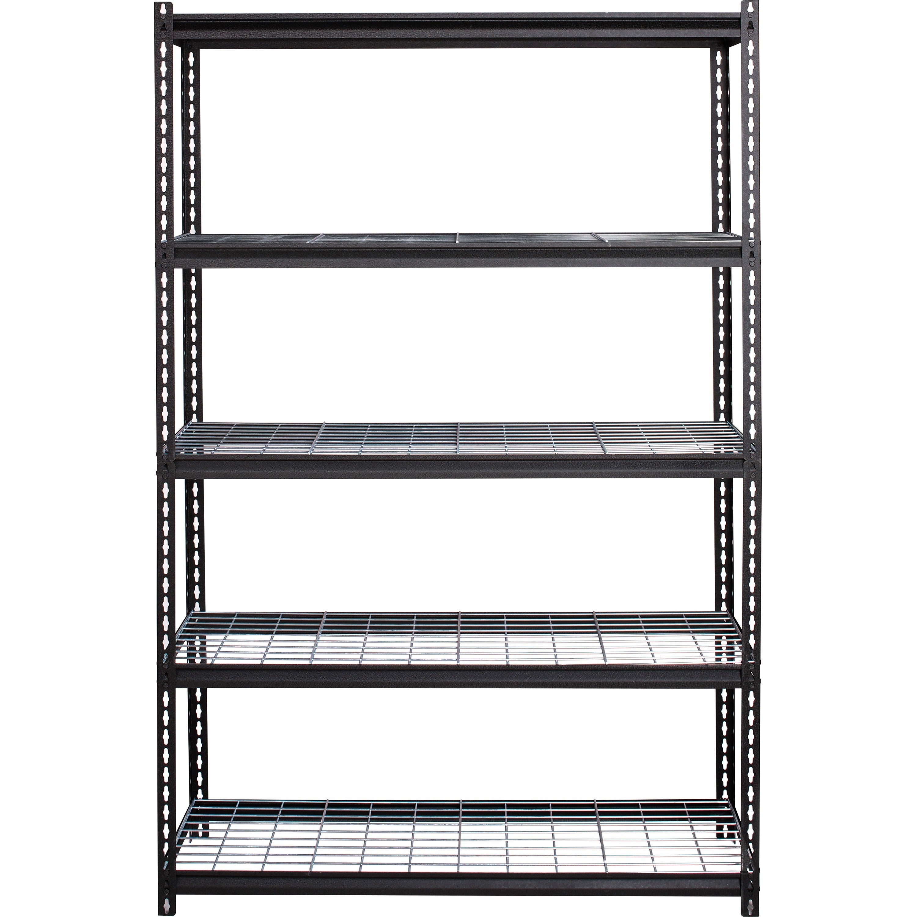 lorell-wire-deck-shelving-5-shelfves-72-height-x-48-width-x-18-depth-28%-recycled-black-steel-1-each_llr99930 - 1