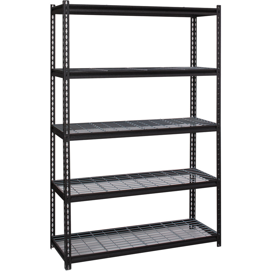 Lorell Wire Deck Shelving - 5 Shelf(ves) - 72" Height x 48" Width x 18" Depth - 28% Recycled - Black - Steel - 1 Each