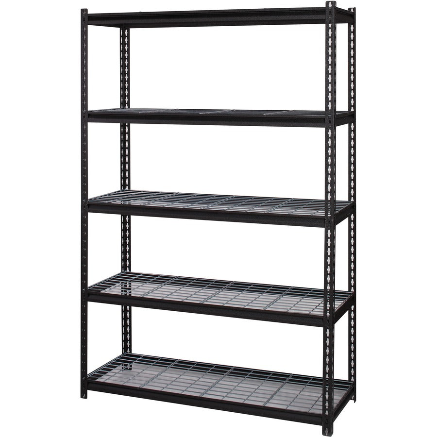 Lorell Wire Deck Shelving - 5 Shelf(ves) - 72" Height x 48" Width x 18" Depth - 28% Recycled - Black - Steel - 1 Each