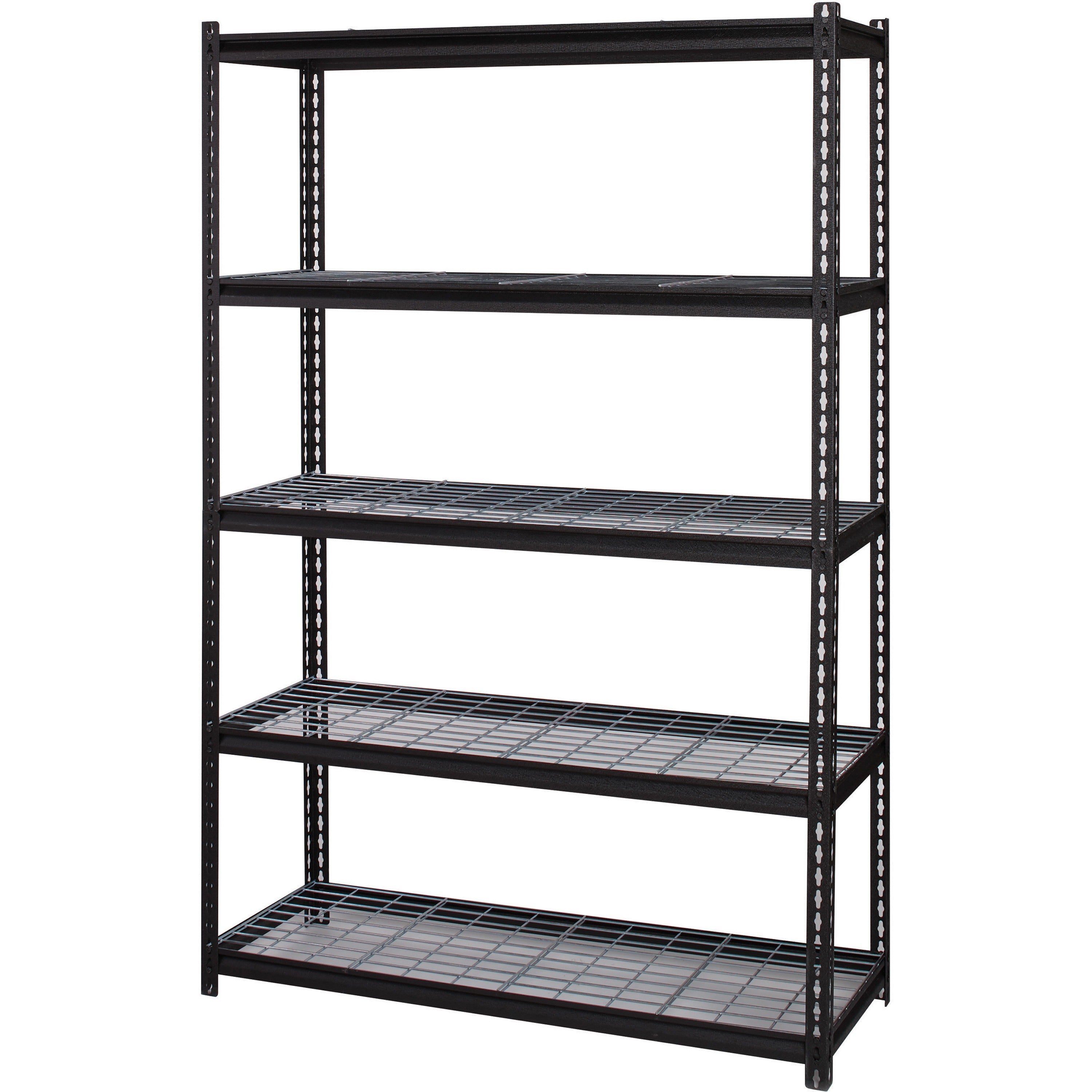 lorell-wire-deck-shelving-5-shelfves-72-height-x-48-width-x-18-depth-28%-recycled-black-steel-1-each_llr99930 - 3