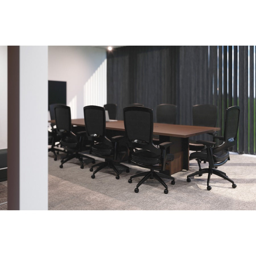 Lorell Prominence 2.0 Slim Modular Table Base - Mahogany Base - 28" Height x 24" Width x 8" Depth - Assembly Required - 1 Each