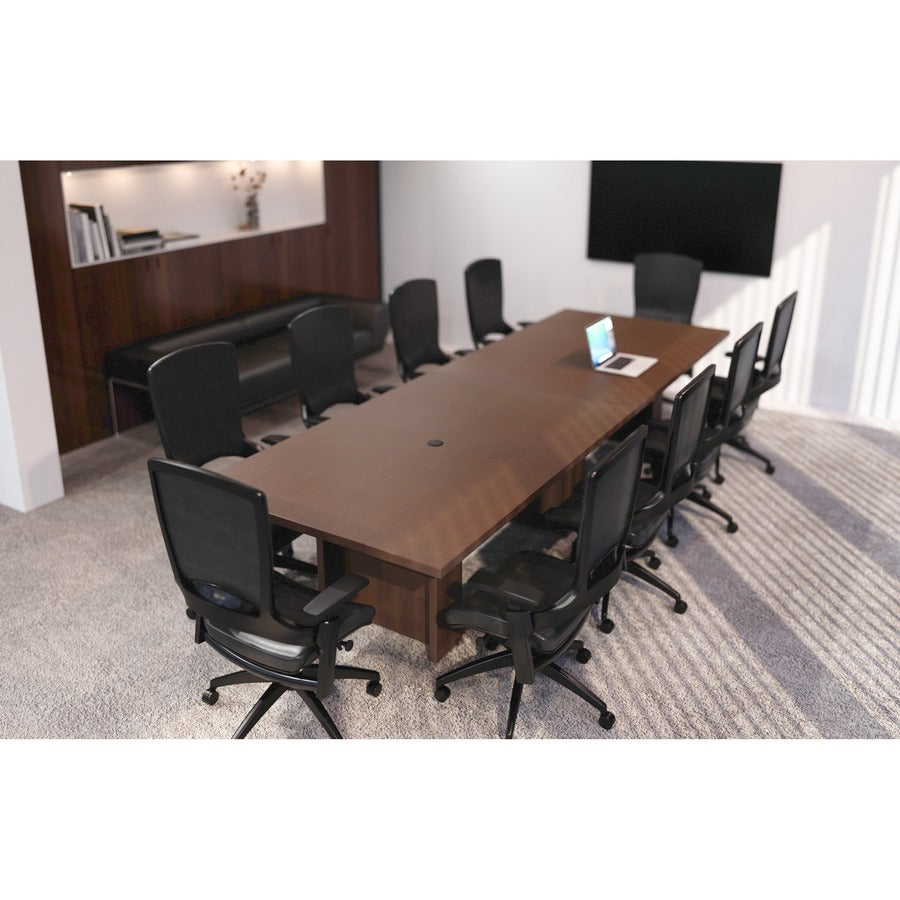 Lorell Prominence 2.0 Slim Modular Table Base - Mahogany Base - 28" Height x 24" Width x 8" Depth - Assembly Required - 1 Each