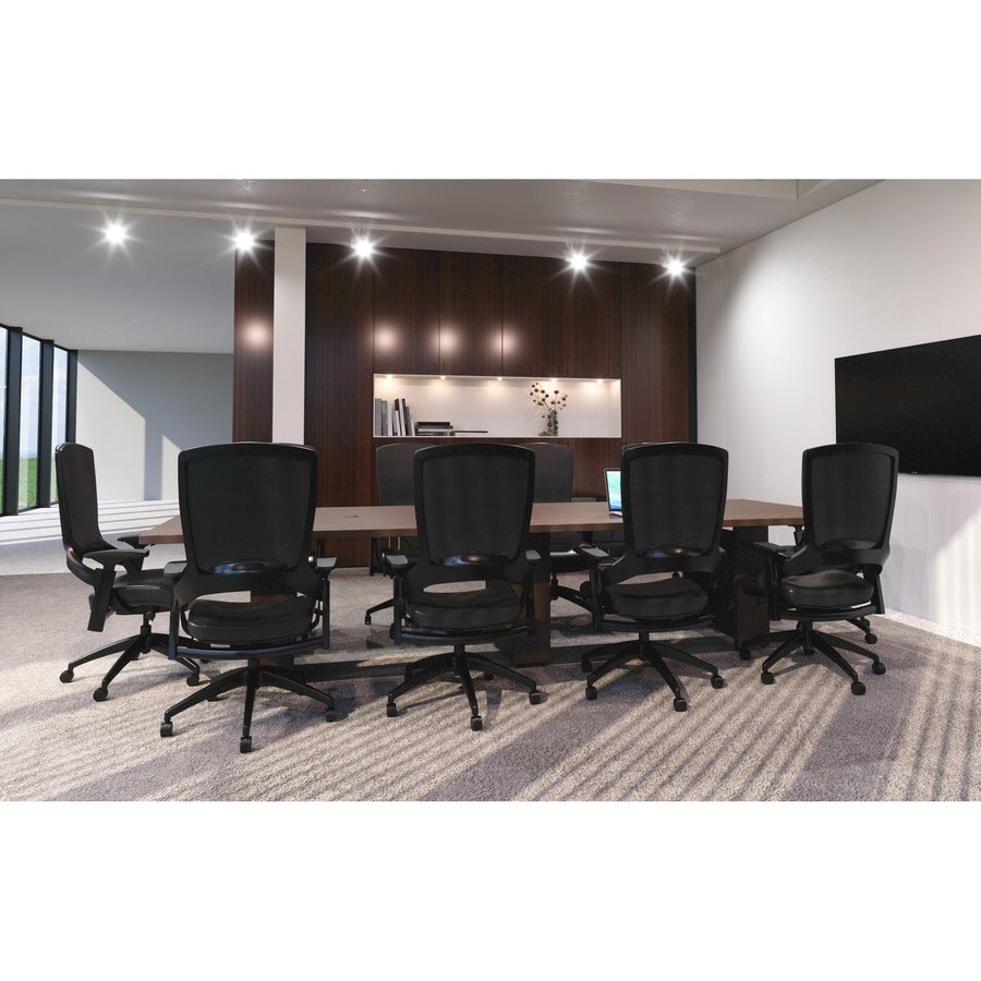 Lorell Prominence 2.0 Slim Modular Table Base - Mahogany Base - 28" Height x 24" Width x 8" Depth - Assembly Required - 1 Each