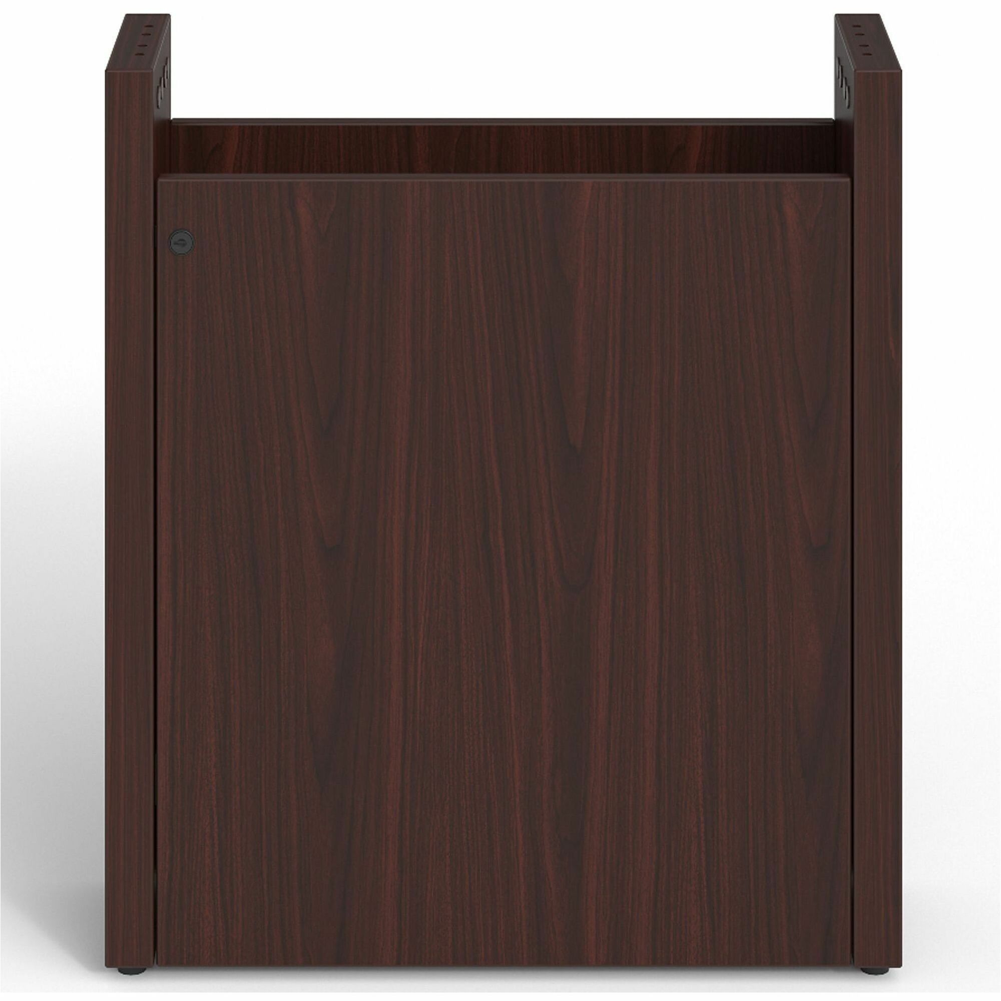 Lorell Prominence 2.0 Modular Table Base with Door - Mahogany Base - 28" Height x 24" Width x 8" Depth - Assembly Required - 1 Each