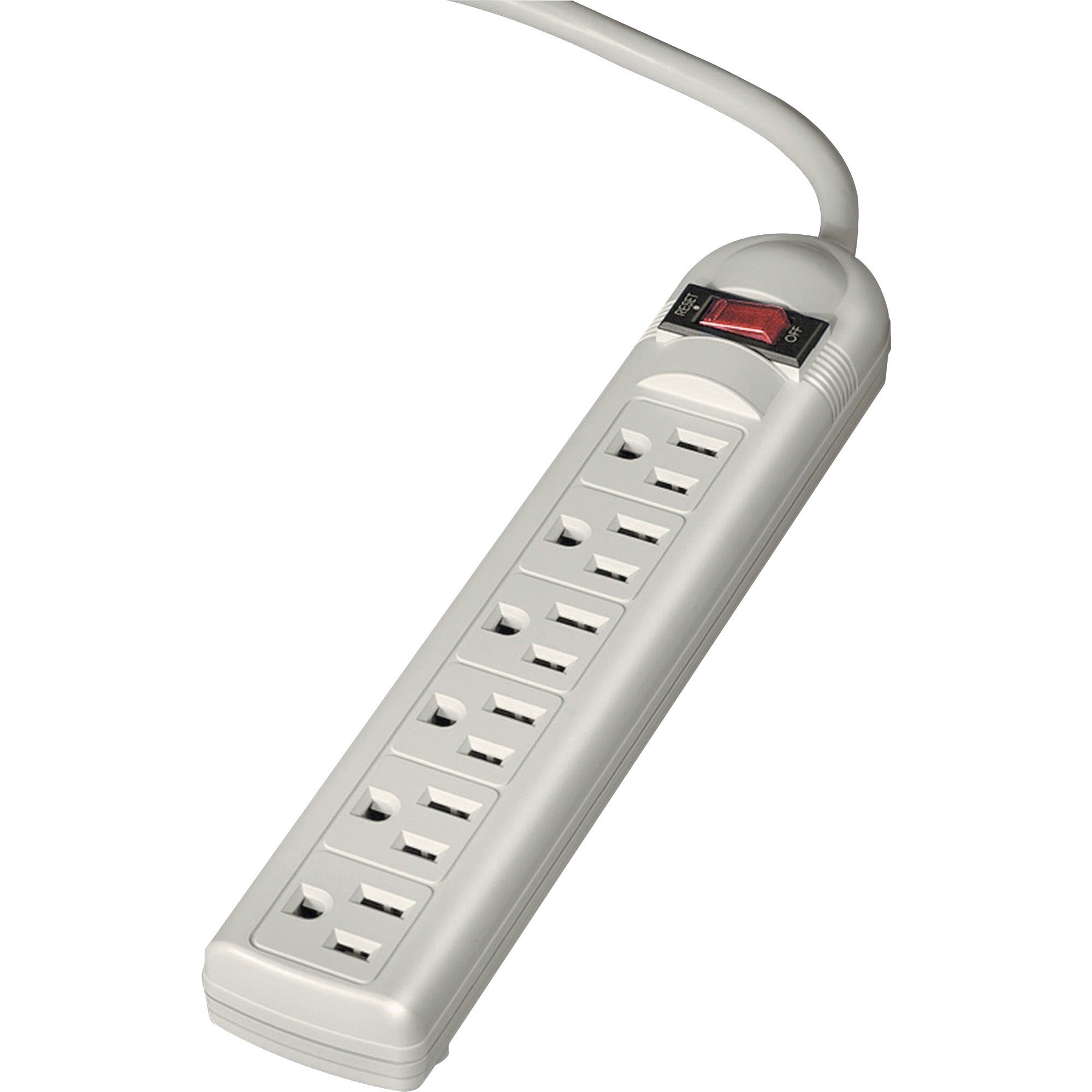 6 Outlet Power Strip with 90 Degree Outlets - 3-prong - 6 - 6 ft Cord - Platinum - 