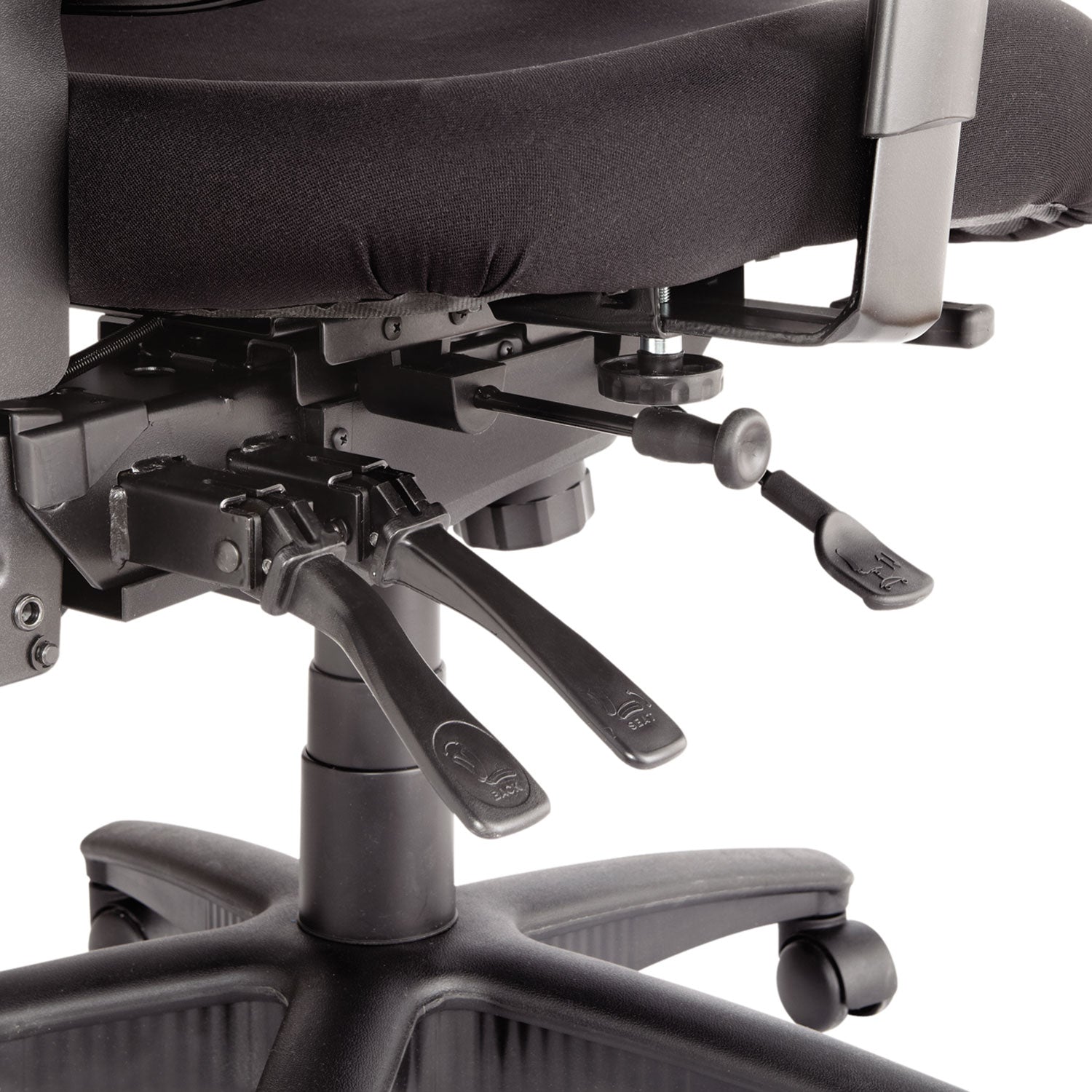 Alera Elusion Series Mesh Mid-Back Multifunction Chair, Prem Fabric, Supports Up to 275 lb, 17.7" to 21.4" Seat Height, Black