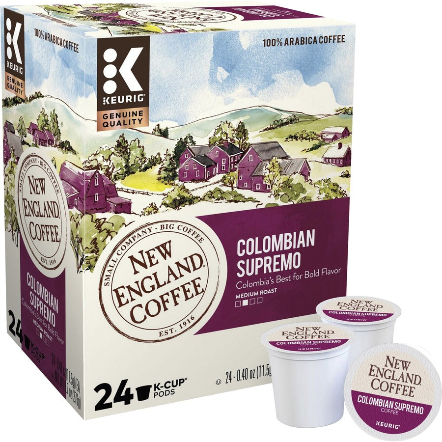 New England Coffee K-Cup Colombian Supremo Coffee - Medium - 24 / Box - 2