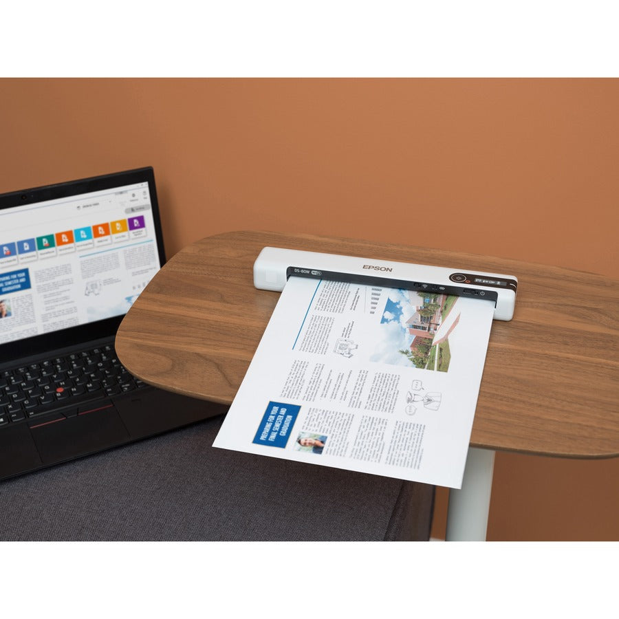 DS-80W Wireless Portable Document Scanner, 600 dpi Optical Resolution, 1-Sheet Auto Document Feeder