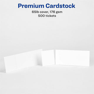 Printable Tickets with Tear-Away Stubs, 97 Bright, 65 lb Cover Weight, 8.5 x 11, White, 10 Tickets/Sheet, 50 Sheets/Pack