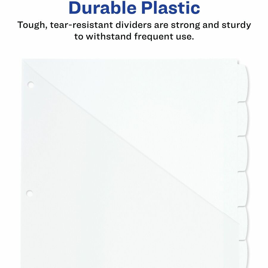 Write and Erase Durable Plastic Dividers with Straight Pocket, 8-Tab, 11.13 x 9.25, White, 1 Set