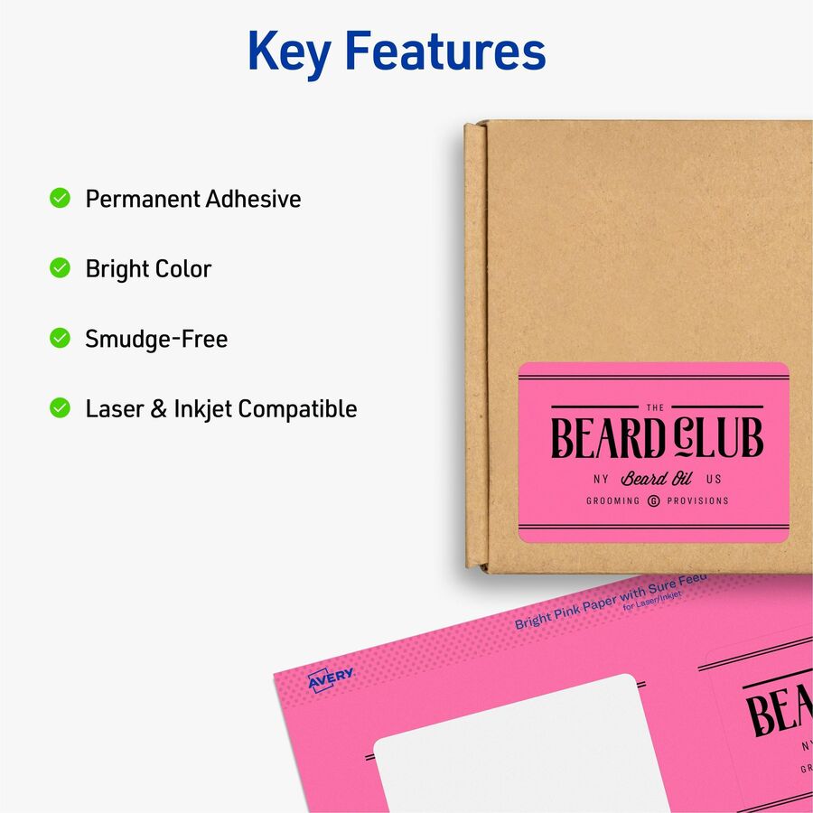 Printable Color Labels with Sure Feed and Easy Peel, 2 x 2.63, Assorted Colors, 15/Sheet, 10 Sheets/Pack