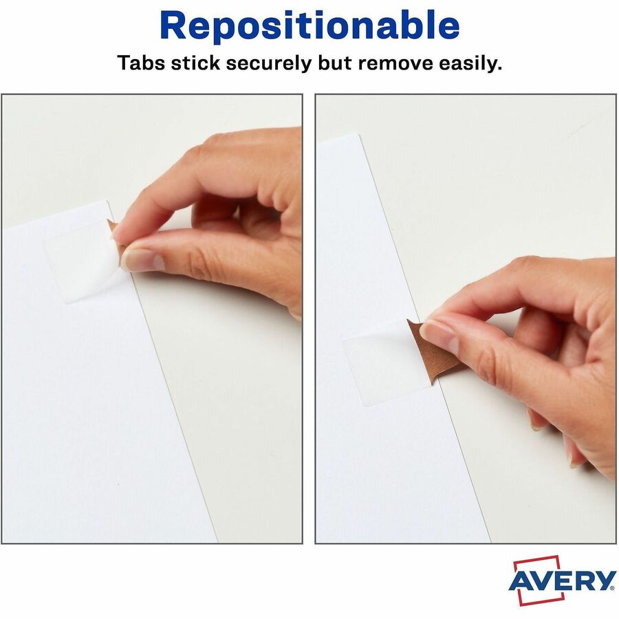 Avery UltraTabs Metallic Color 2-sided Mini Tabs - 40 Tab(s) - 1.50" Tab Height x 1" Tab Width - Clear Film, Gold Paper, Rose Gold, Copper Tab(s) - 40 / Pack
