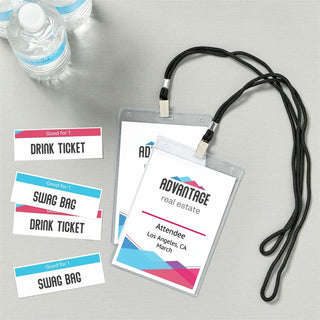 Lanyard-Style Badge Holder w/Laser/Inkjet Inserts, Top Load, 4.25 x 6, WE, 25/PK