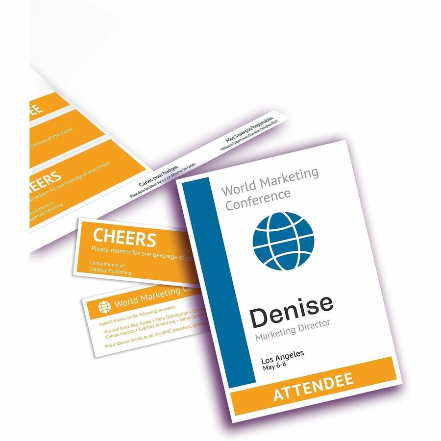 Name Badge Insert Refills, Vertical, 4 1/4 x 6, White, 100/Pack