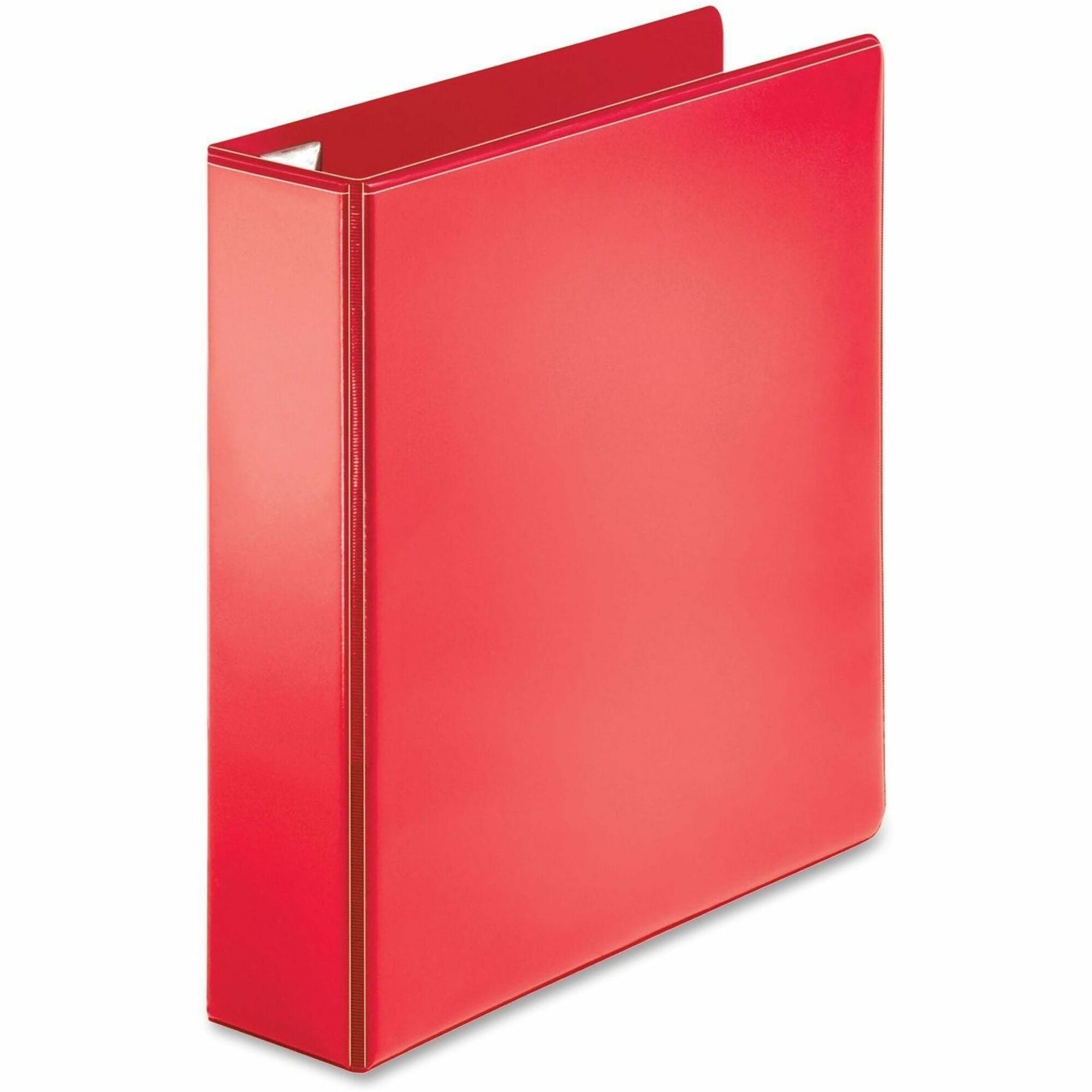 Business Source Red D-ring Binder - 2" Binder Capacity - Letter - 8 1/2" x 11" Sheet Size - D-Ring Fastener(s) - 4 Pocket(s) - Polypropylene - Red - Recycled - Non-stick, Ink-transfer Resistant, Locking Ring - 1 Each