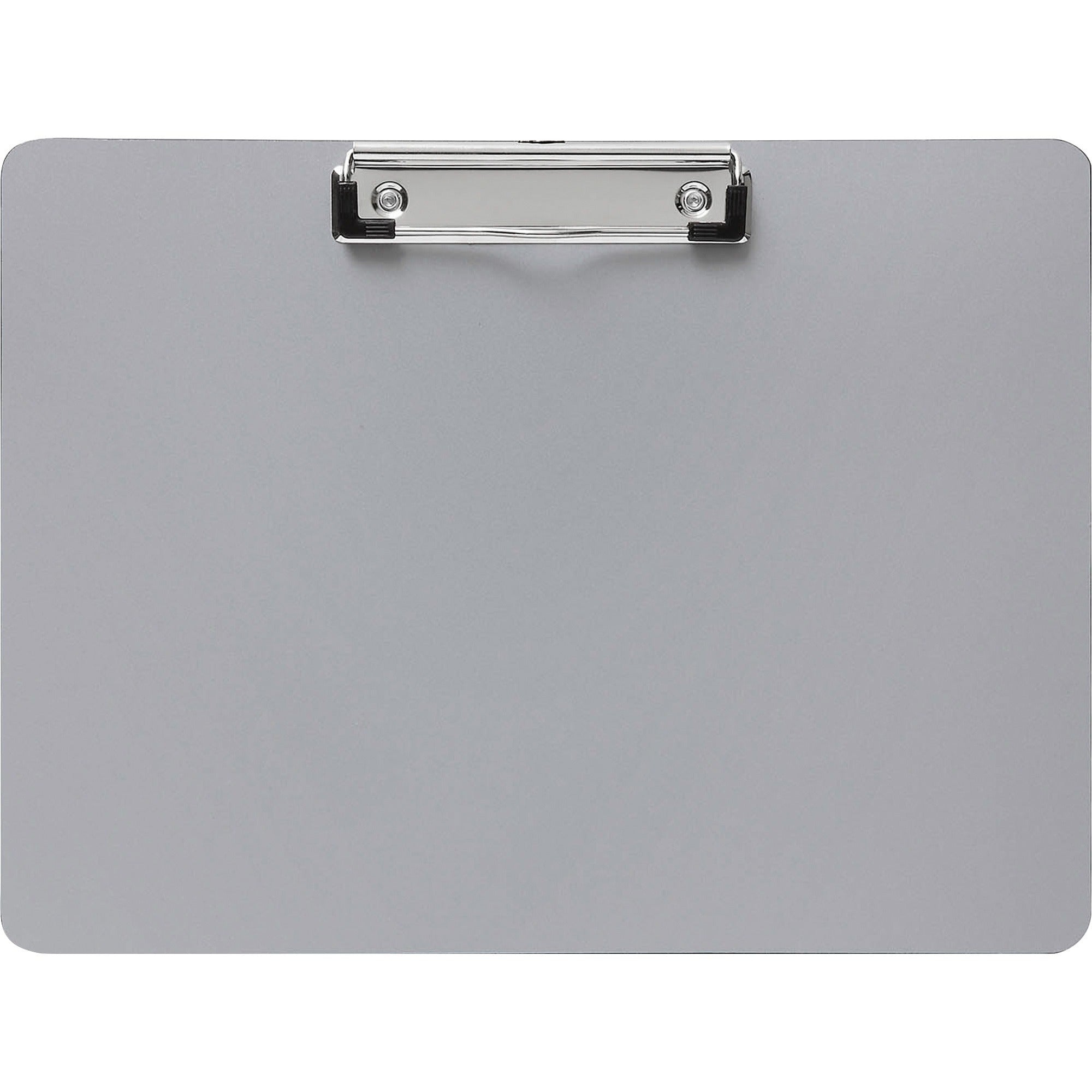 Business Source Landscape Plastic Clipboard - 8 1/2" x 11" - Plastic - Silver - 1 Each