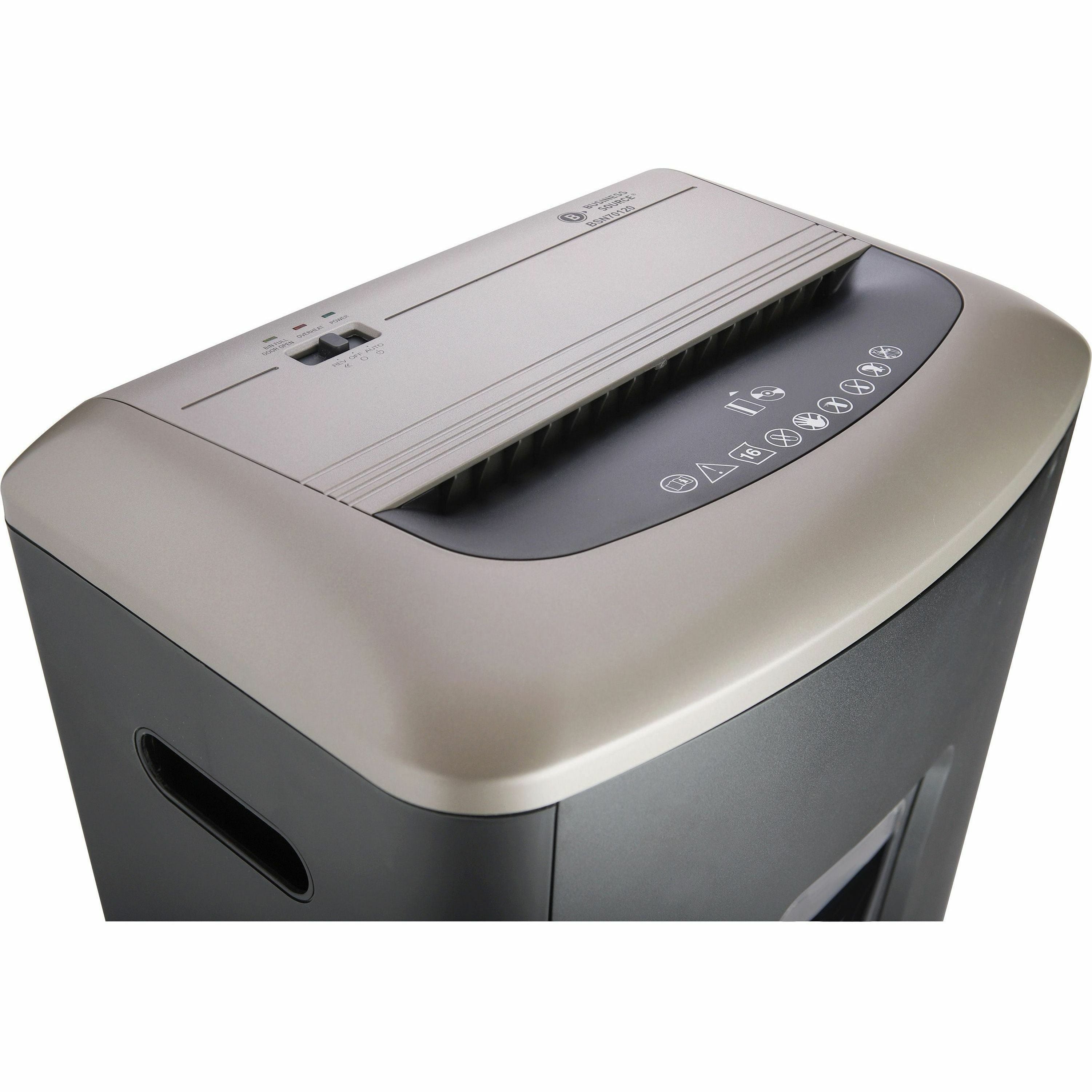 business-source-6-gallon-bin-cross-cut-shredder-non-continuous-shredder-cross-cut-16-per-pass-for-shredding-paper-staples-cd-dvd-credit-card-p-3-888-throat-10-minute-run-time-30-minute-cool-down-time-6-gal-wastebin-capacity-_bsn70120 - 7