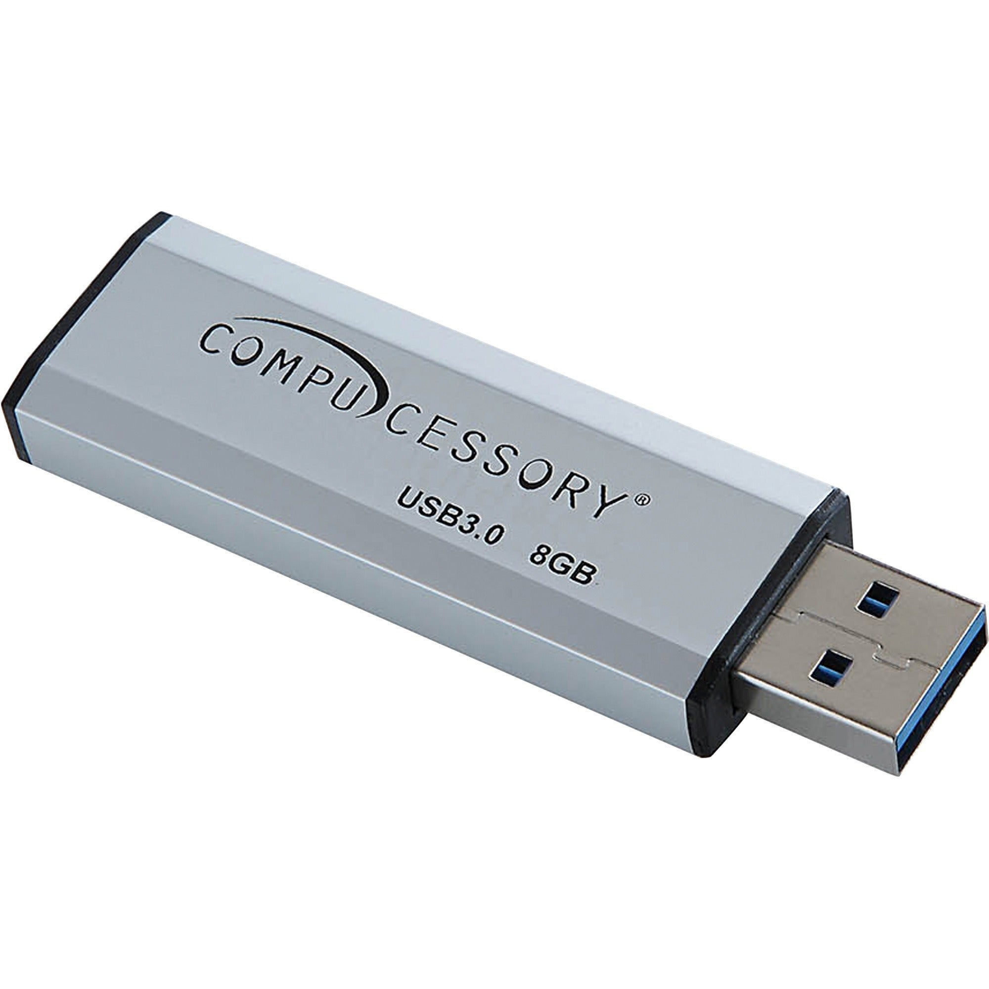 Compucessory 8GB USB 3.0 Flash Drive - 8 GB - USB 3.0 - Silver - 1 Year Warranty - 1 Each