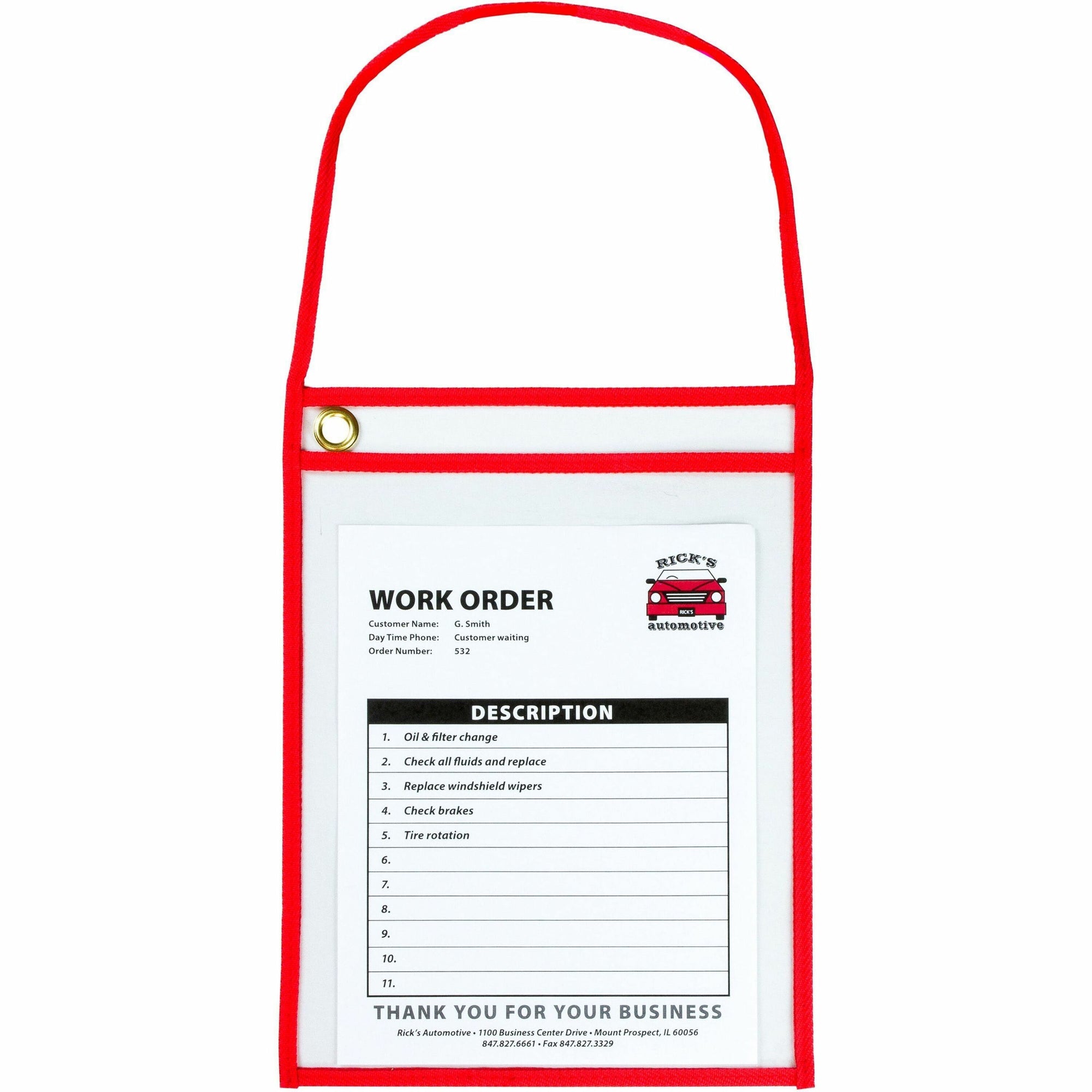 1-Pocket Shop Ticket Holder w/Setrap and Red Stitching, 75-Sheet, 9 x 12, 15/Box