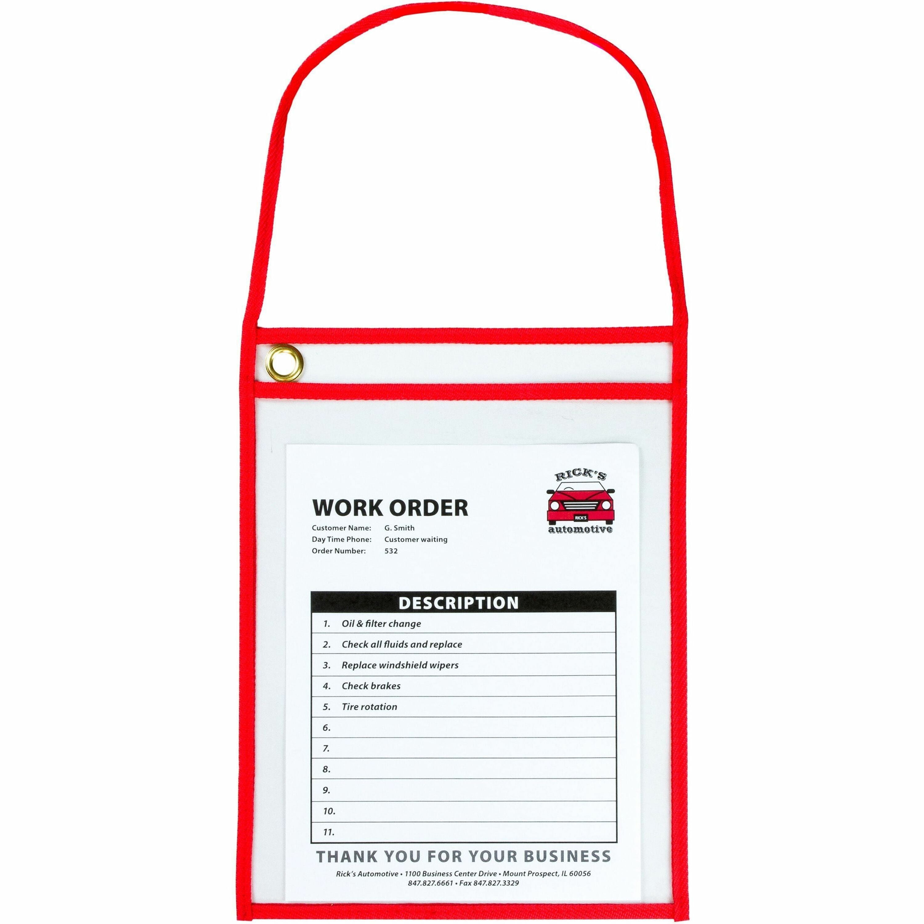 1-Pocket Shop Ticket Holder w/Setrap and Red Stitching, 75-Sheet, 9 x 12, 15/Box