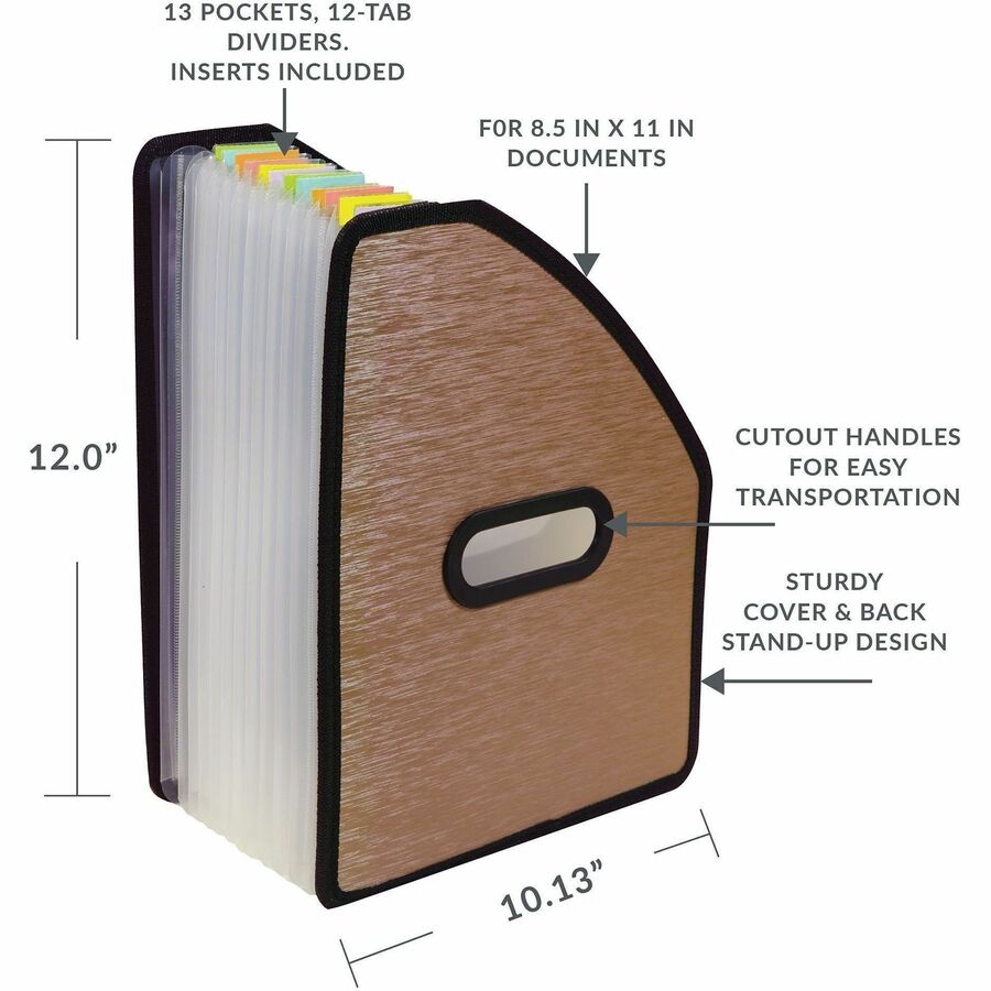 C-Line Letter Expanding File - 8 1/2" x 11" - 13 Pocket(s) - Bronze - 1 Each