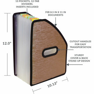 C-Line Letter Expanding File - 8 1/2" x 11" - 13 Pocket(s) - Bronze - 1 Each