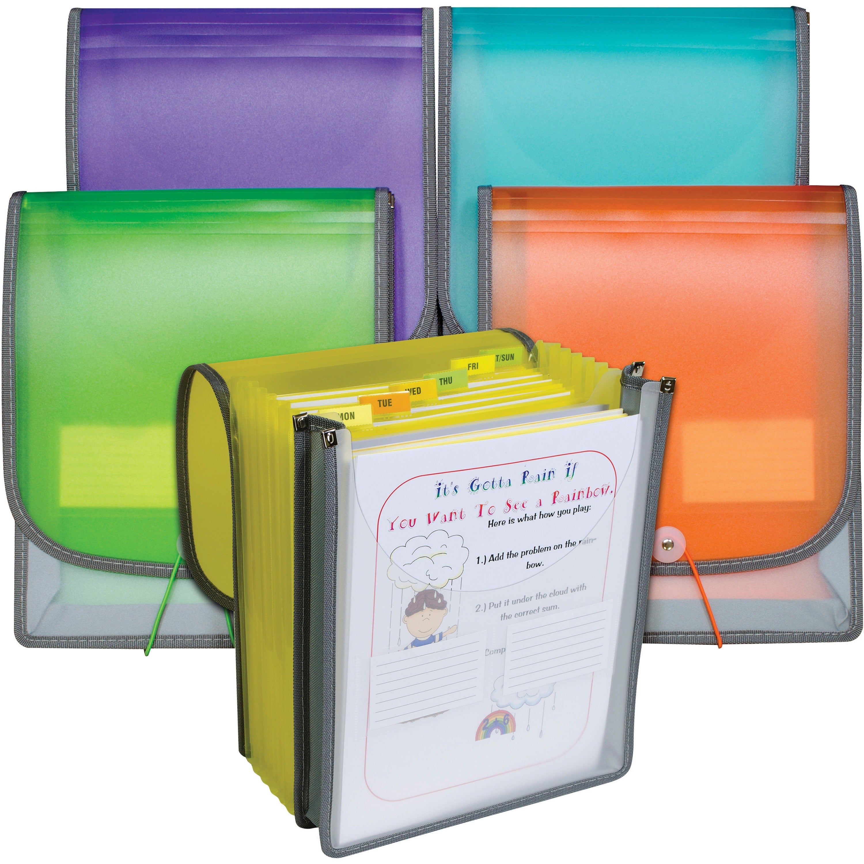 C-Line CLI-58700 Letter Organizer Folder - 8 1/2" x 11" - 400 Sheet Capacity - 7 Front, Internal Pocket(s) - Assorted - 1 Each