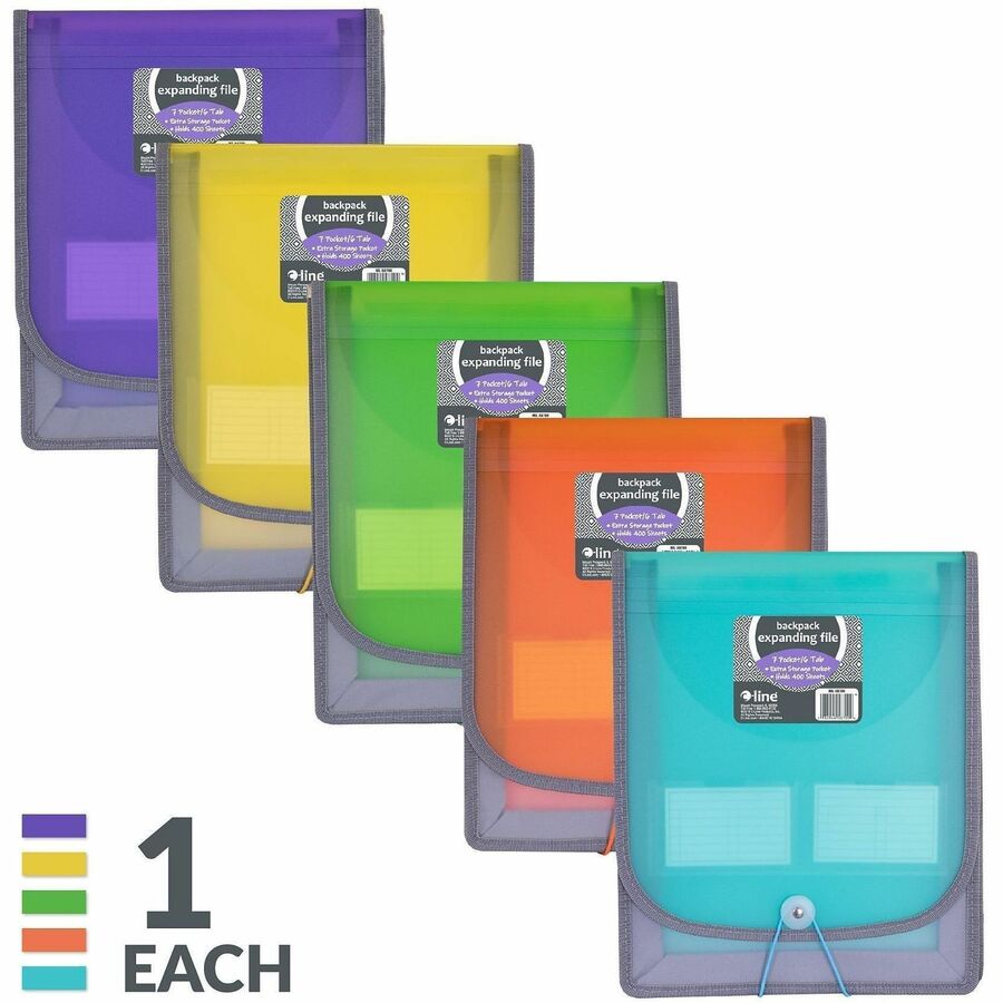 C-Line CLI-58700 Letter Organizer Folder - 8 1/2" x 11" - 400 Sheet Capacity - 7 Front, Internal Pocket(s) - Assorted - 1 Each