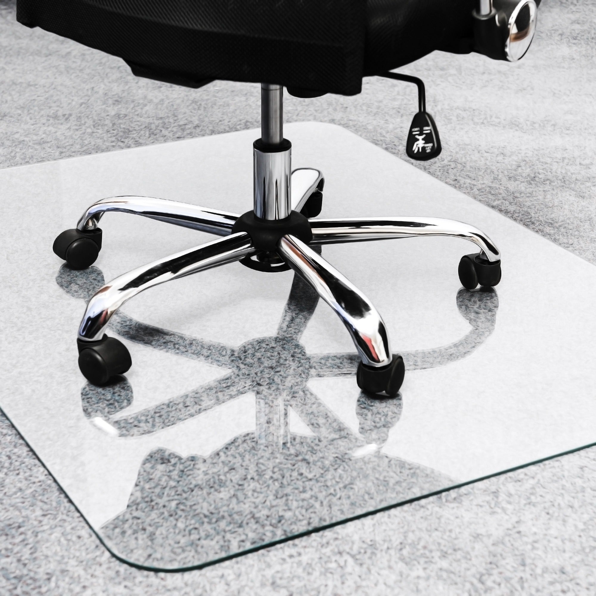 Glaciermat Heavy Duty Glass Chair Mat for Hard Floors & Carpets - 48" x 60" - Crystal Clear Rectangular Glass Chair Mat For Hard Floor and All Carpet Piles - 60" L x 48" W x 0.2" D