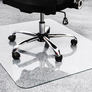 Glaciermat Heavy Duty Glass Chair Mat for Hard Floors & Carpets - 48" x 60" - Crystal Clear Rectangular Glass Chair Mat For Hard Floor and All Carpet Piles - 60" L x 48" W x 0.2" D
