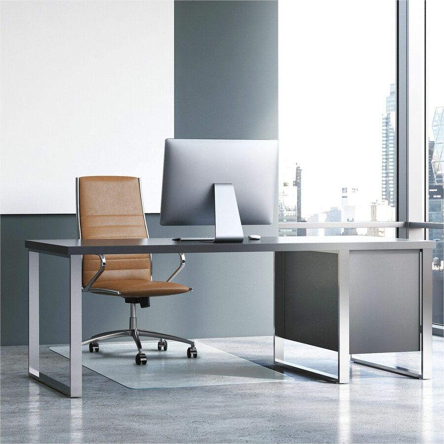 Glaciermat Heavy Duty Glass Chair Mat for Hard Floors & Carpets - 48" x 60" - Crystal Clear Rectangular Glass Chair Mat For Hard Floor and All Carpet Piles - 60" L x 48" W x 0.2" D