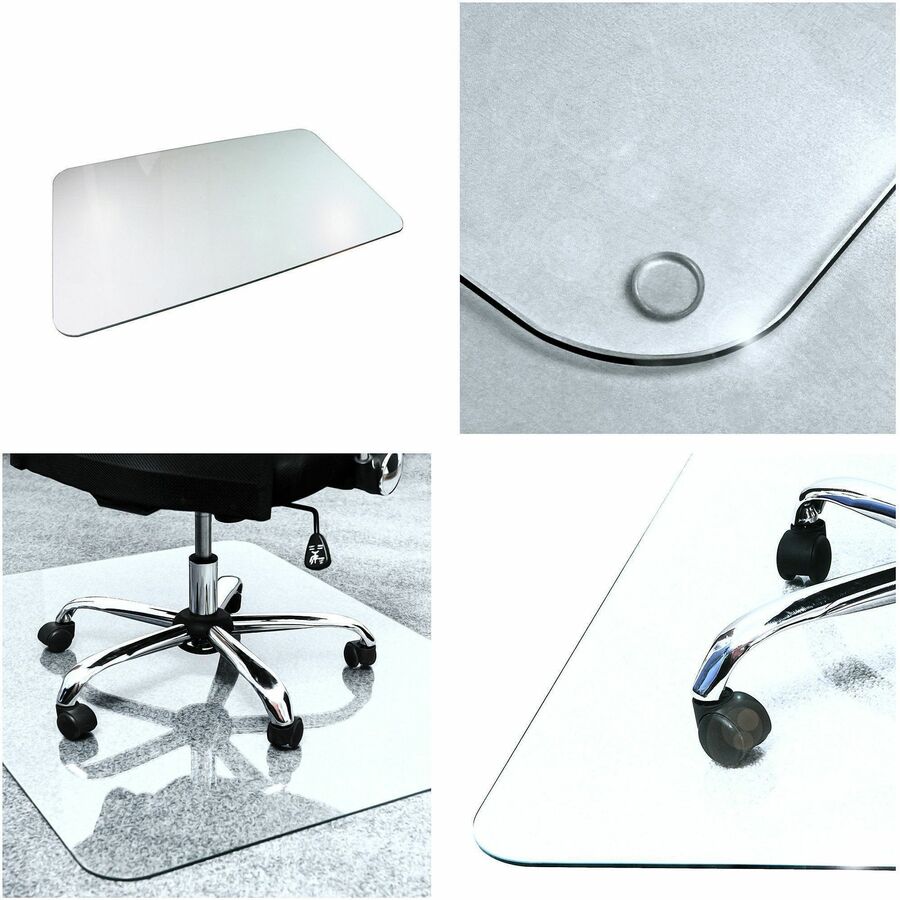 Glaciermat Heavy Duty Glass Chair Mat for Hard Floors & Carpets - 48" x 60" - Crystal Clear Rectangular Glass Chair Mat For Hard Floor and All Carpet Piles - 60" L x 48" W x 0.2" D