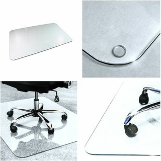 Glaciermat Heavy Duty Glass Chair Mat for Hard Floors & Carpets - 48" x 60" - Crystal Clear Rectangular Glass Chair Mat For Hard Floor and All Carpet Piles - 60" L x 48" W x 0.2" D