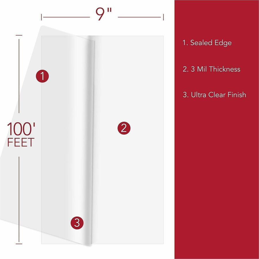 GBC Select-A-Size Thermal Lamination Film - Sheet Size Supported: 0.12" Thickness - Laminating Pouch/Sheet Size: 9" Width x 100 ft Length - for ID Badge - Clear - 1 / Roll