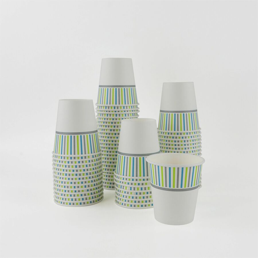 Genuine Joe 8 oz Hot Beverage Cups - 50 / Pack - Assorted - Paper - Hot Chocolate, Cappuccino, Tea, Coffee, Beverage
