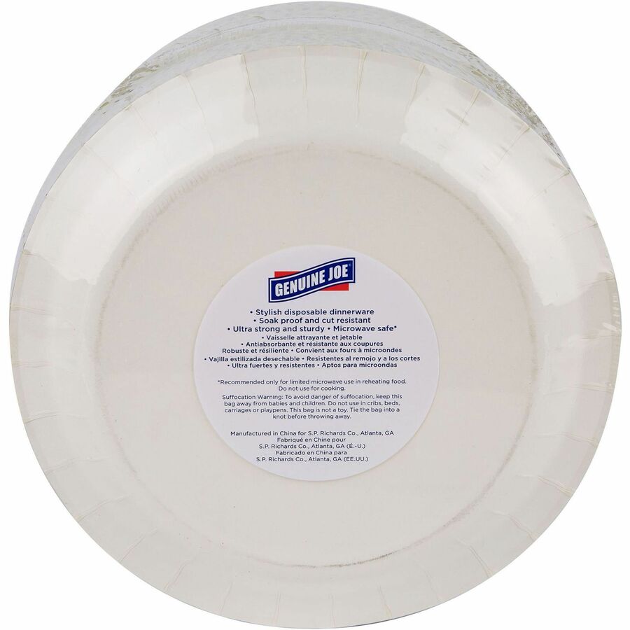 Genuine Joe 10" Printed Paper Plates - Disposable - Multi - 125 / Pack