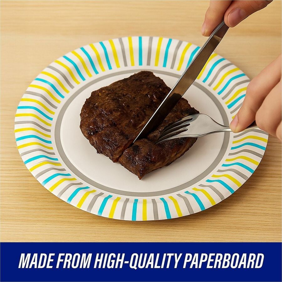 Genuine Joe 7" Printed Paper Plates - Disposable - Assorted - 125 / Pack