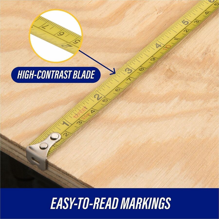 Genuine Joe Tape Measure - 12 ft Length - Imperial Measuring System - 1 Each - Red, Black
