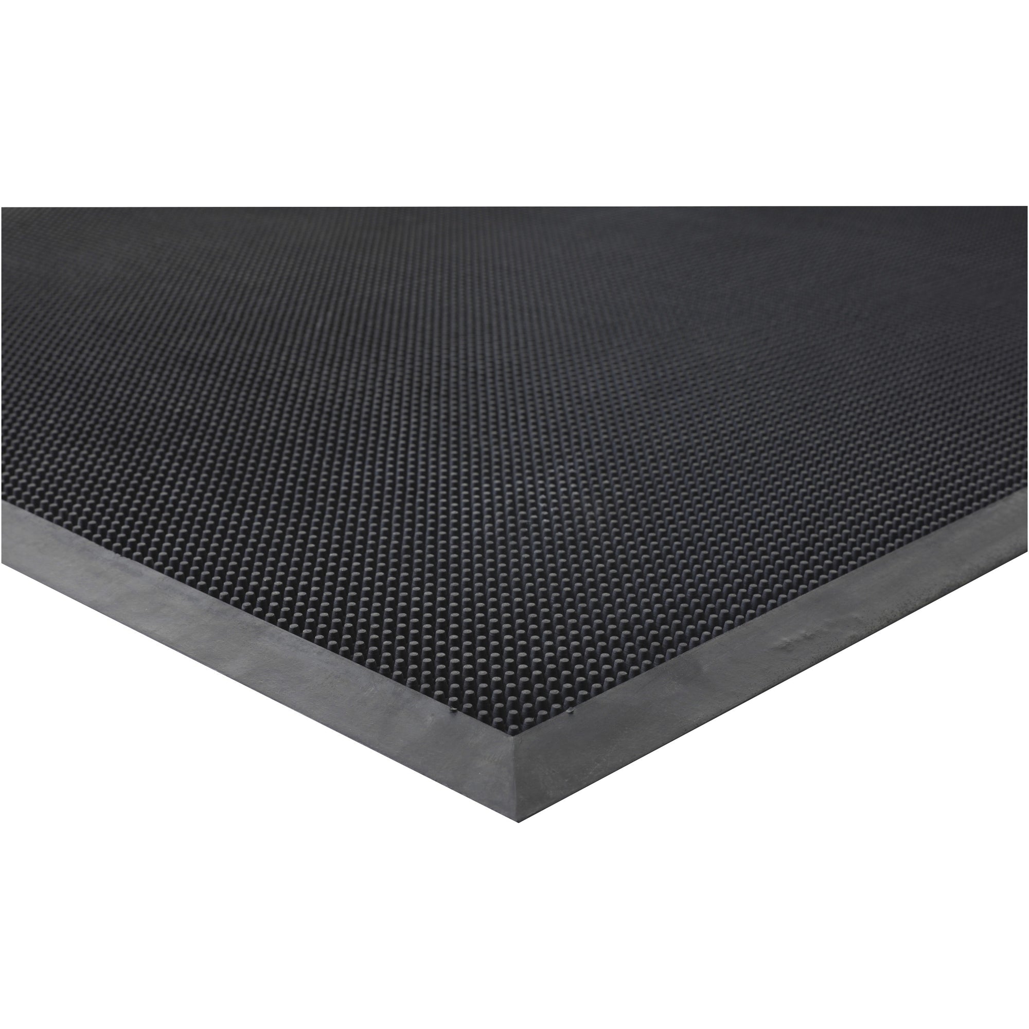 Genuine Joe Brush Tip Scraper Mat - Indoor, Outdoor - 60" Length x 36" Width x 0.400" Thickness - Rectangular - Rubber - Black - 1Each