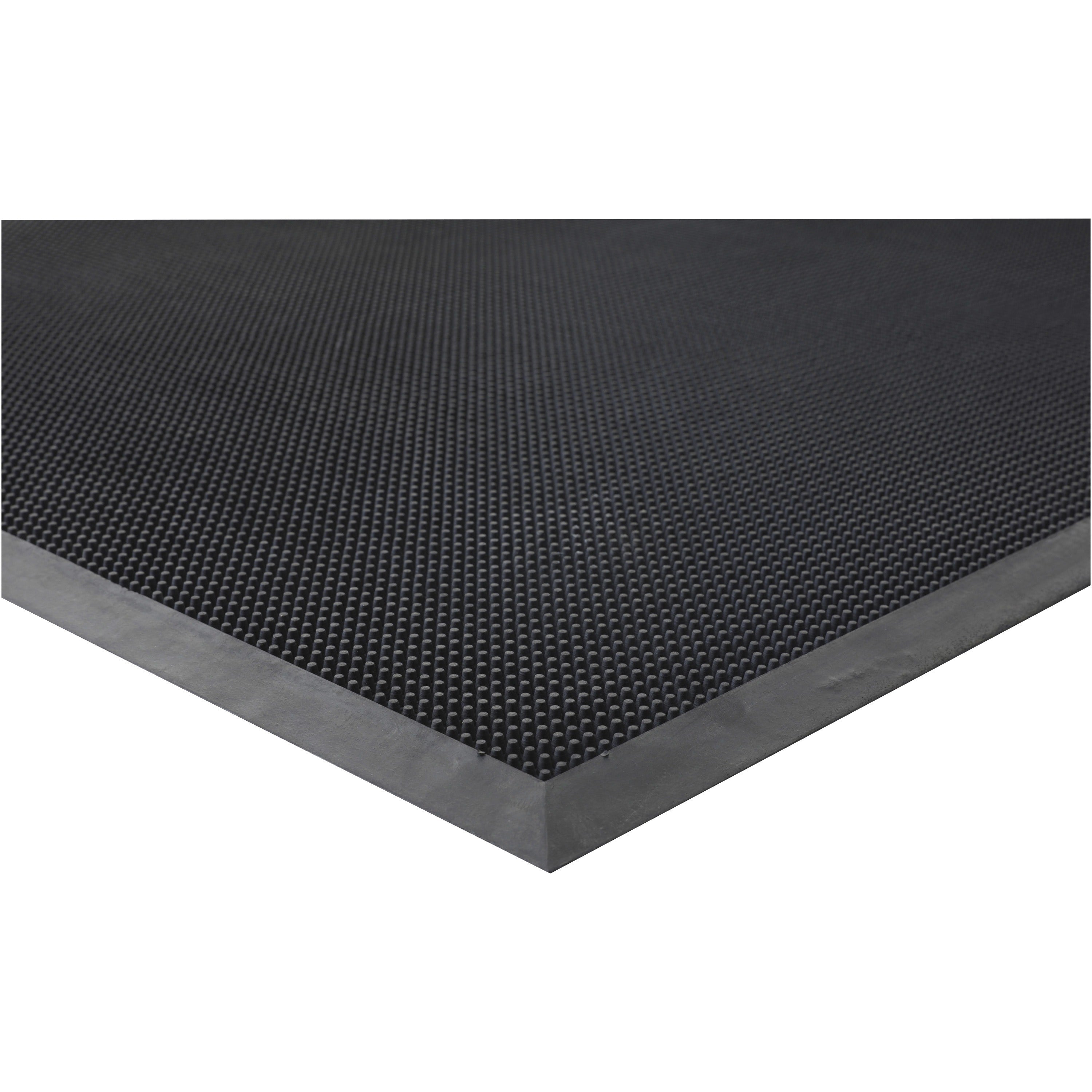 Genuine Joe Brush Tip Scraper Mat - Indoor, Outdoor - 60" Length x 36" Width x 0.400" Thickness - Rectangular - Rubber - Black - 1Each